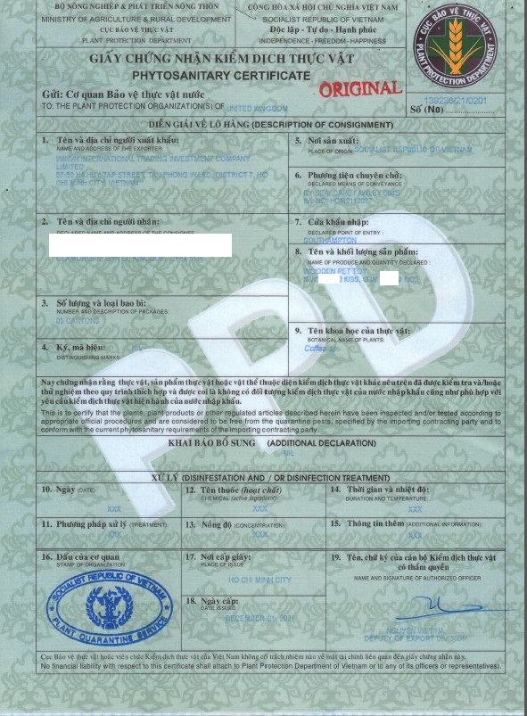 Fumigation Certificate — Vietnamcontrol